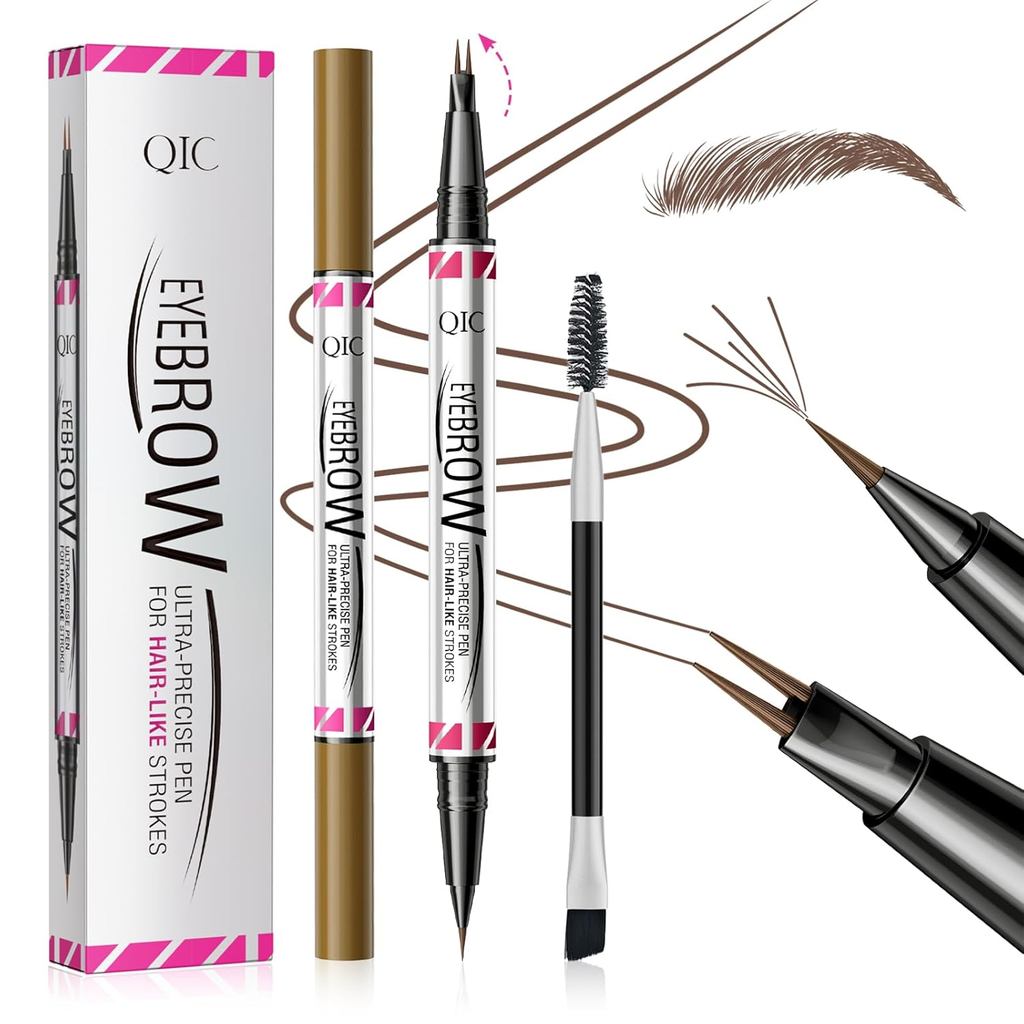 Conjunto de 2 Lápis de Sobrancelha para Microblading para Mulheres, Caneta de Sobrancelha 2 em 1 com Ponta Dupla e Ponta