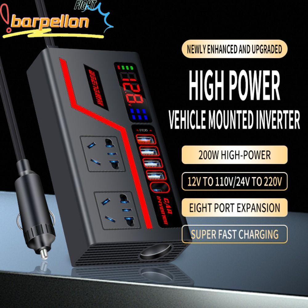 Adaptador De Energia BARPELLON , Carregador QC 3.0 USB/Tipo C Inversor De Carro De Alta Potência De 200 W , Display Digi