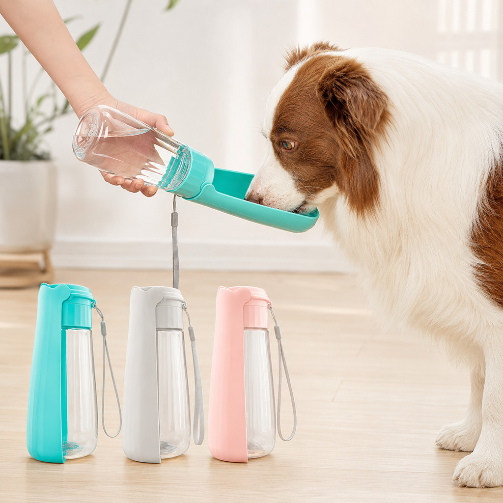 Garrafa Água Pet 500ml Bebedouro Portátil Passeio Cães Gatos Viagem Fluffie