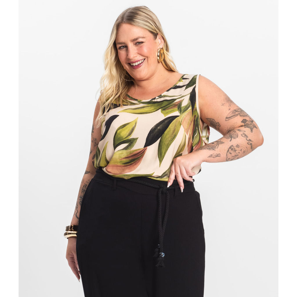 Regata Feminina Plus Size em Viscose Secret Glam Verde