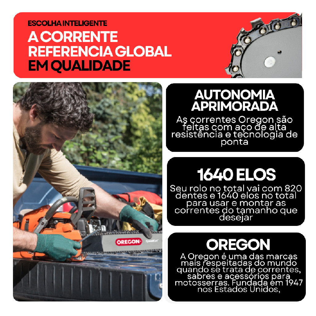 Rolo Corrente Para Motosserra 3/8 1.5mm Oregon 820Dentes Facas 1640 Elos — imagem 2 de 2