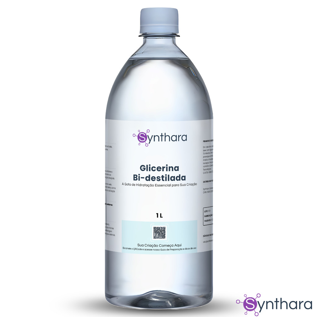 Glicerina Bi-Destilada 1 Litro | Alta Pureza USP | Umectante para Cosméticos, Formulações e Processos | Synthara