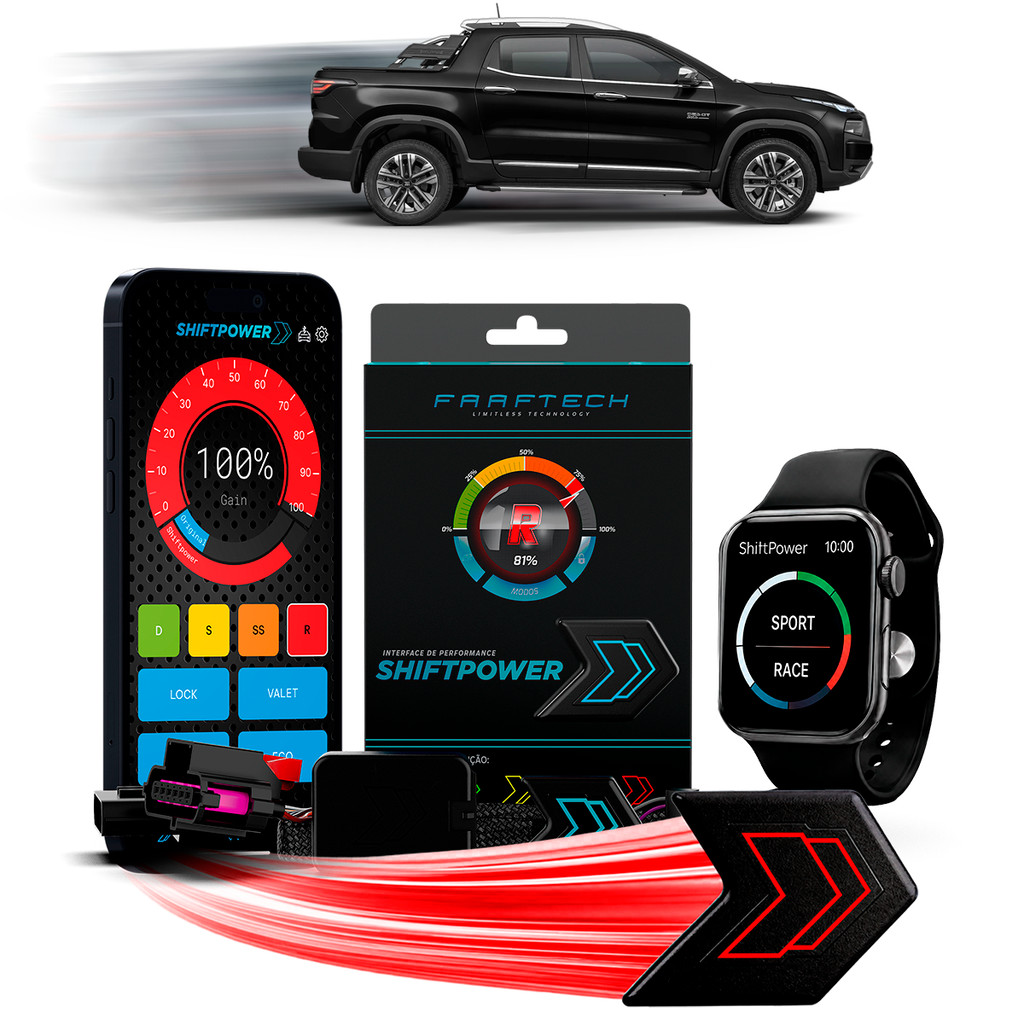 Shiftpower Chip Acelerador Tira Atraso Pedal Toro 2016 até 2026 FT-SP02+ Carplay e Android Auto Apple Watch Faaftech