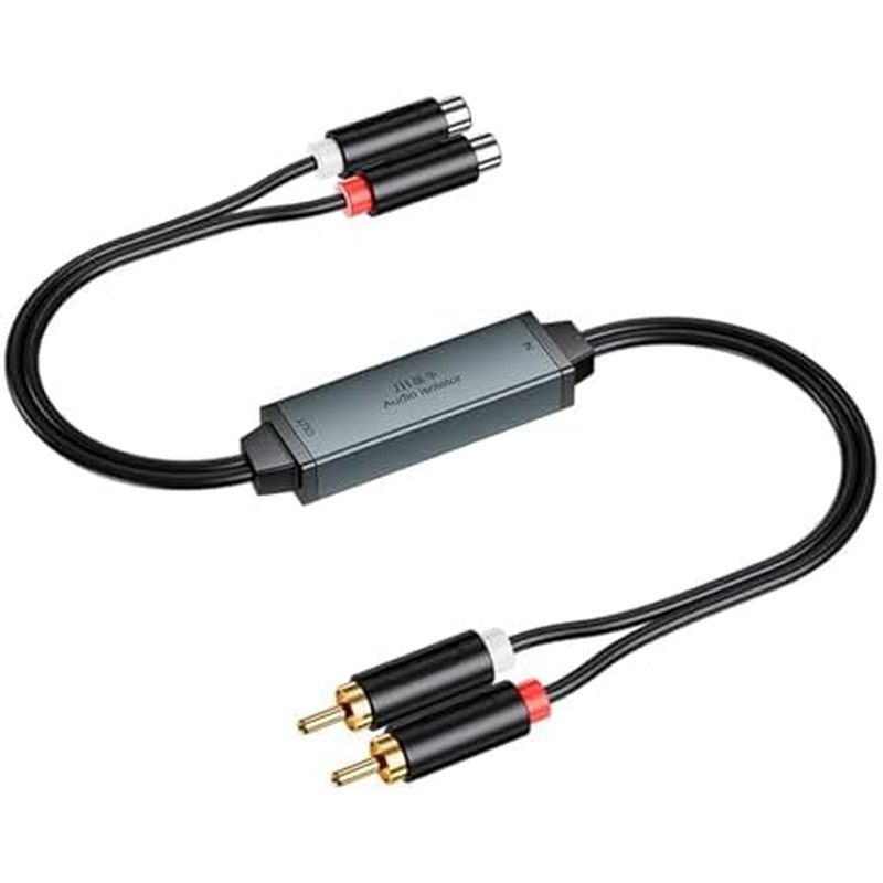 RCA Ground Loop Isolador Filtro De Ruído Revestimento Conectores Plugue De Concha De Alumínio & amp ; Play Hum Eliminato