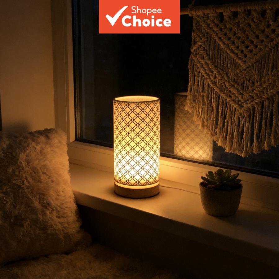Padrão de Moeda Chinesa, Lâmpada de Mesa Cilíndrica, Luz Noturna de Tomada para Quarto, Lâmpada de Cabeceira Decorativa