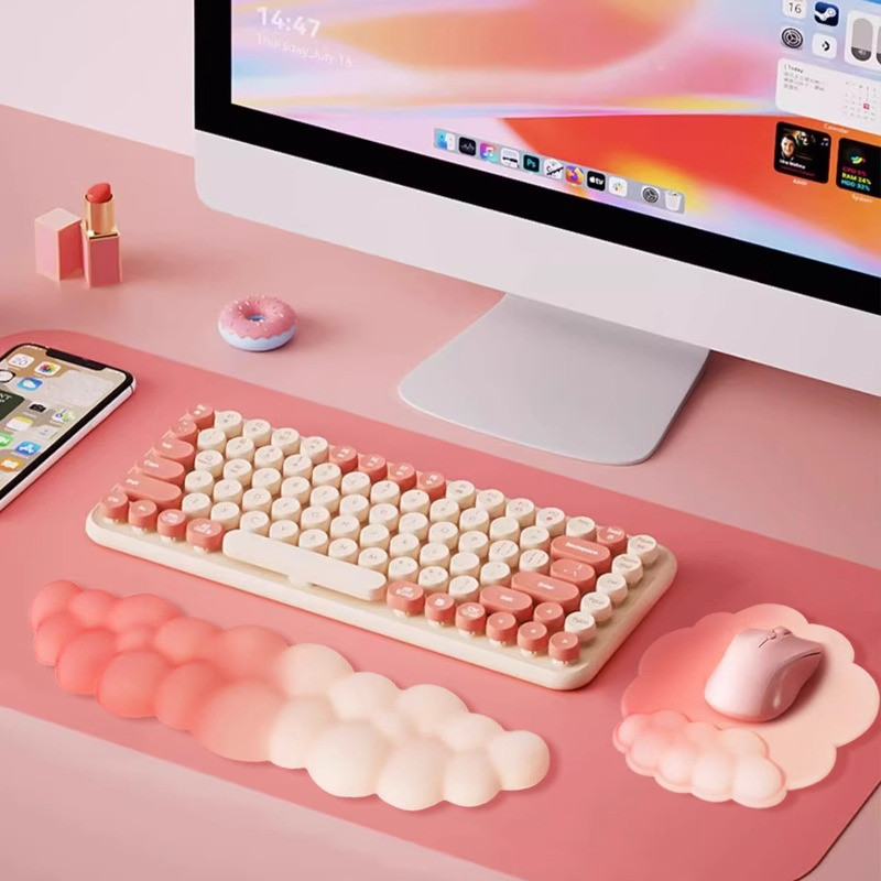 FTTOT Bonito Nuvem Suporte de Pulso Mouse Pad Cor Gradiente Fresco Descanso de Teclado de Computador Menina Descanso de 
