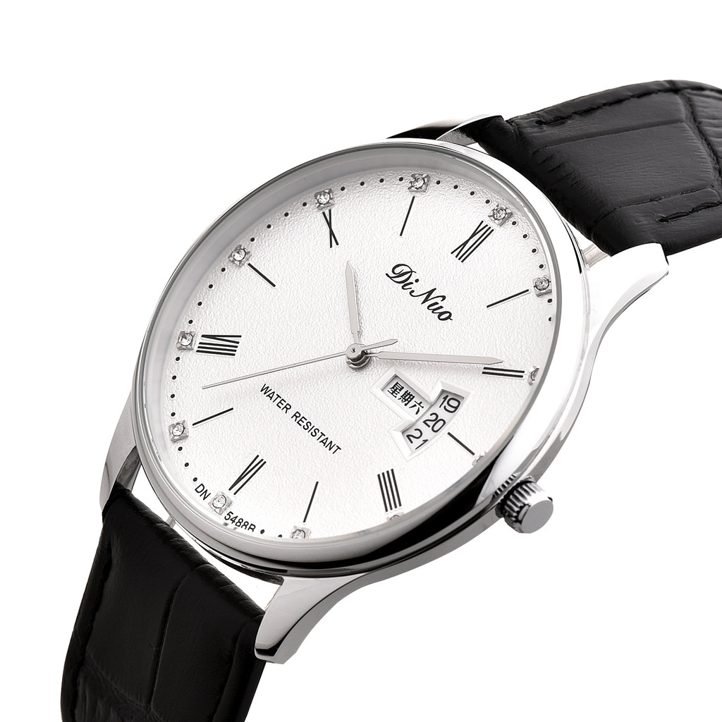 Genuíno Tino relógio masculino Ultra-fino duplo calendário pulseira de couro relógio de quartzo movimento importado moda