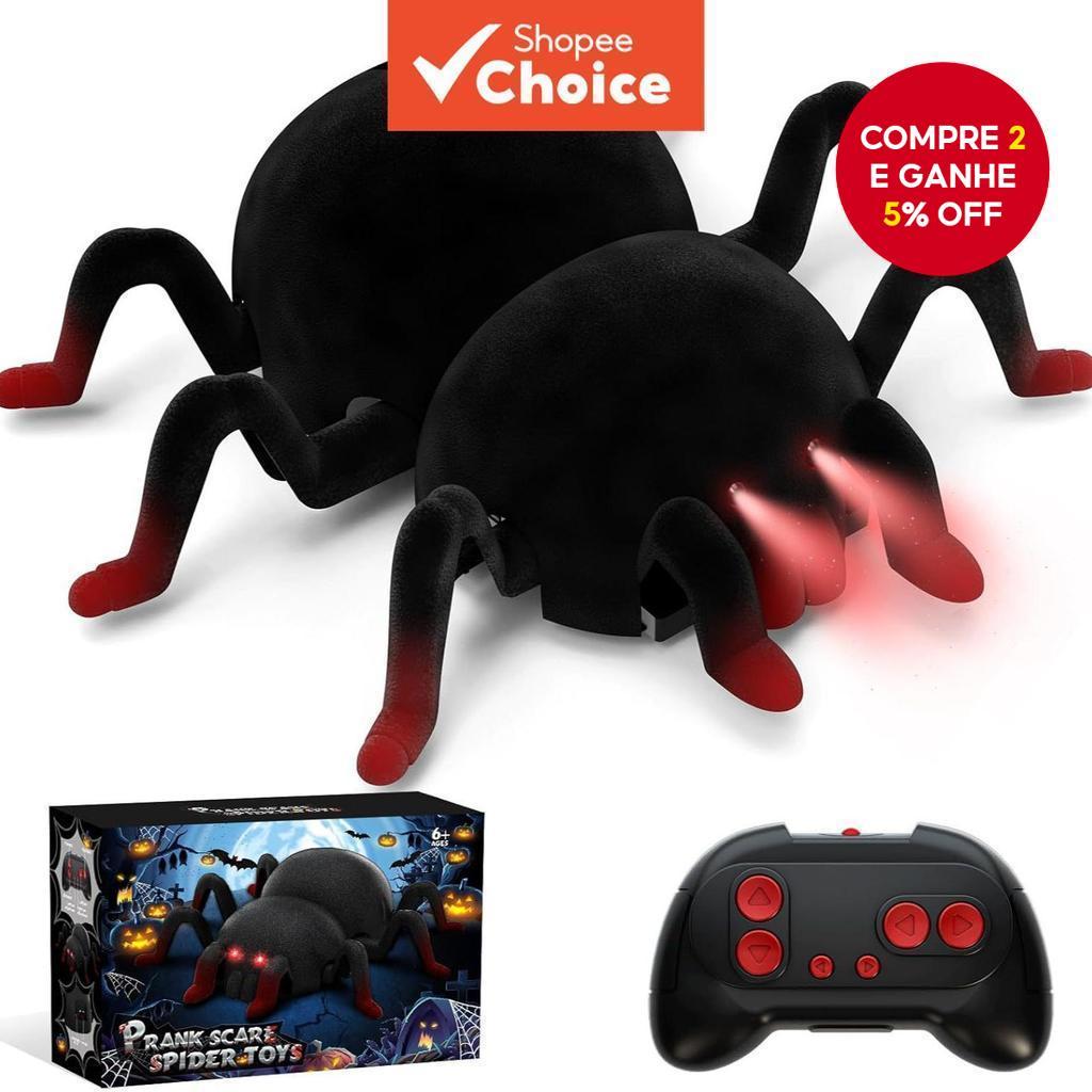Aranha de Controle Remoto Que Anda nas Paredes: Brinquedo Assustador de Tarântula RC para Pegadinhas em Aniversários,
