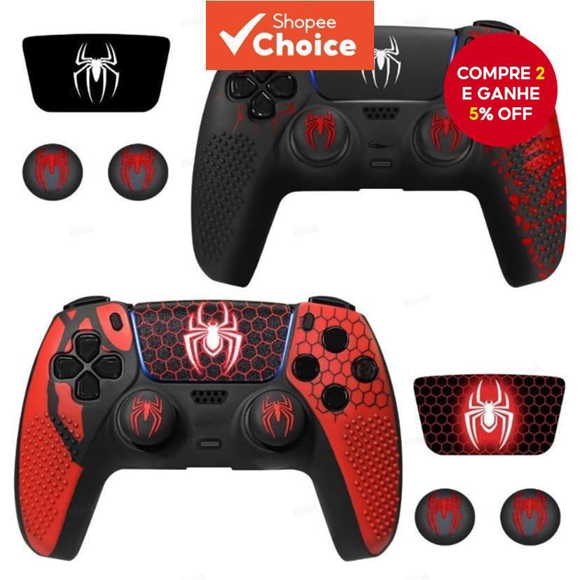  Capa Protetora de Silicone Para Controle DualSense PS5 Com Grips de Polegar