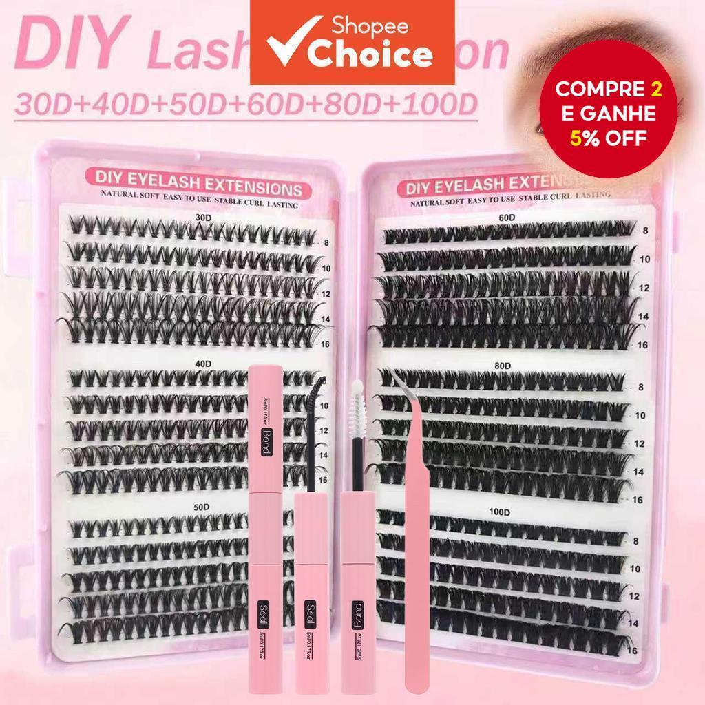 Kit DIY Mega Lash Clusters , Volume 30D-100D De Gama Completa , Completo Com Ligação , Vedação E Pinça