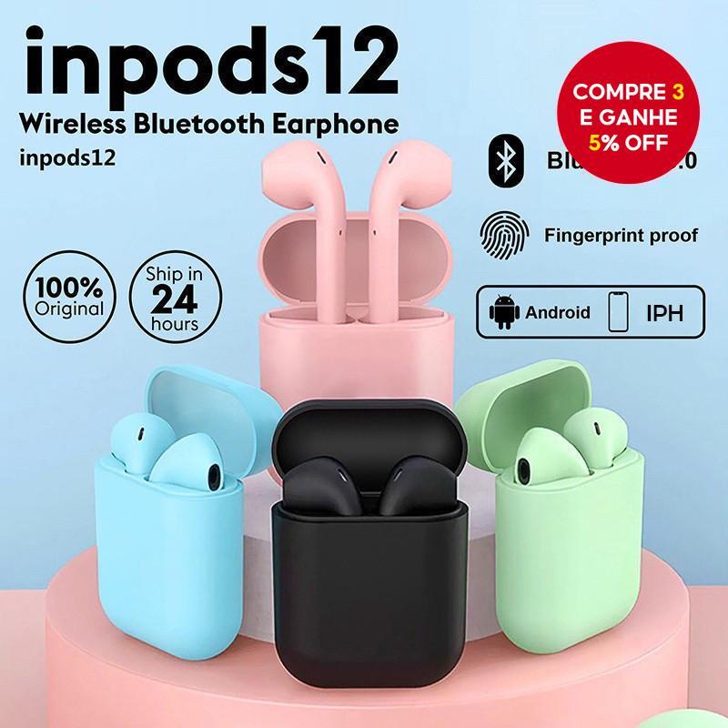 Fone De Ouvido Bluetooth Sem Fio i12 TWS Com Microfone Intra-Auricular Confortável Para Jogos Esportivos