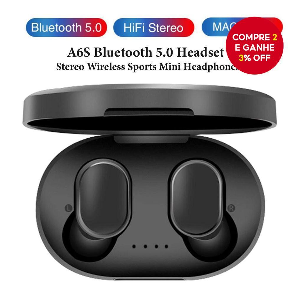 Fones De Ouvido A6S Somente Cor Preta Alto-Falante TWS Sem Fio Bluetooth À Prova D'água Fone Com Cancelamento De Ruído M