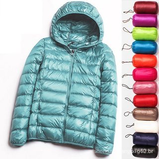 2012/Outono/Inverno Com Capuz/Branco/Quente/90 % Pato Para Baixo Plus Size Casaco Feminino Ultrafino .