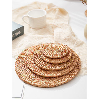 Porta-copos de vime feito à mão, tecido com isolamento térmico, suporte de copo, vietnã, rattan, prato, bule, rattan, ta