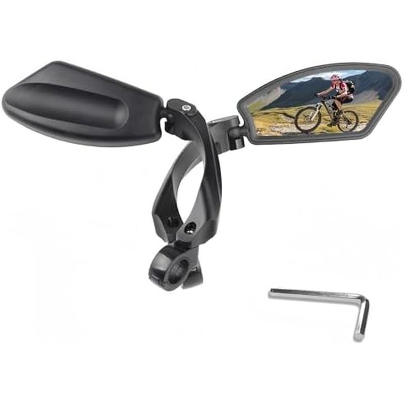 2 espelhos retrovisores de bicicleta, espelhos retrovisores ajustáveis do guiador, 360°Espelho retrovisor de vidro de al