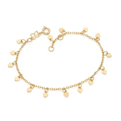 Pulseira Rommanel Elo Cadeado Pingentes Corações - 552231