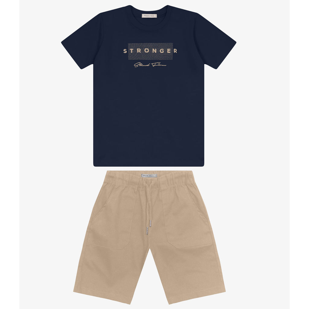 Conjunto Camiseta com Bermuda Trick Nick Azul Marinho