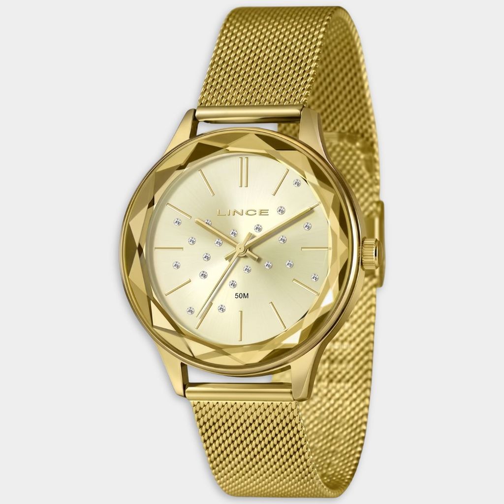 Relógio Lince Analógico Urban Pulseira Mesh Feminino - Dourado