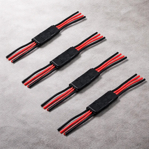 4 Conector 4 Vias Com Fio 4,00mm Chicote Caixa Som Auto Pret Preto