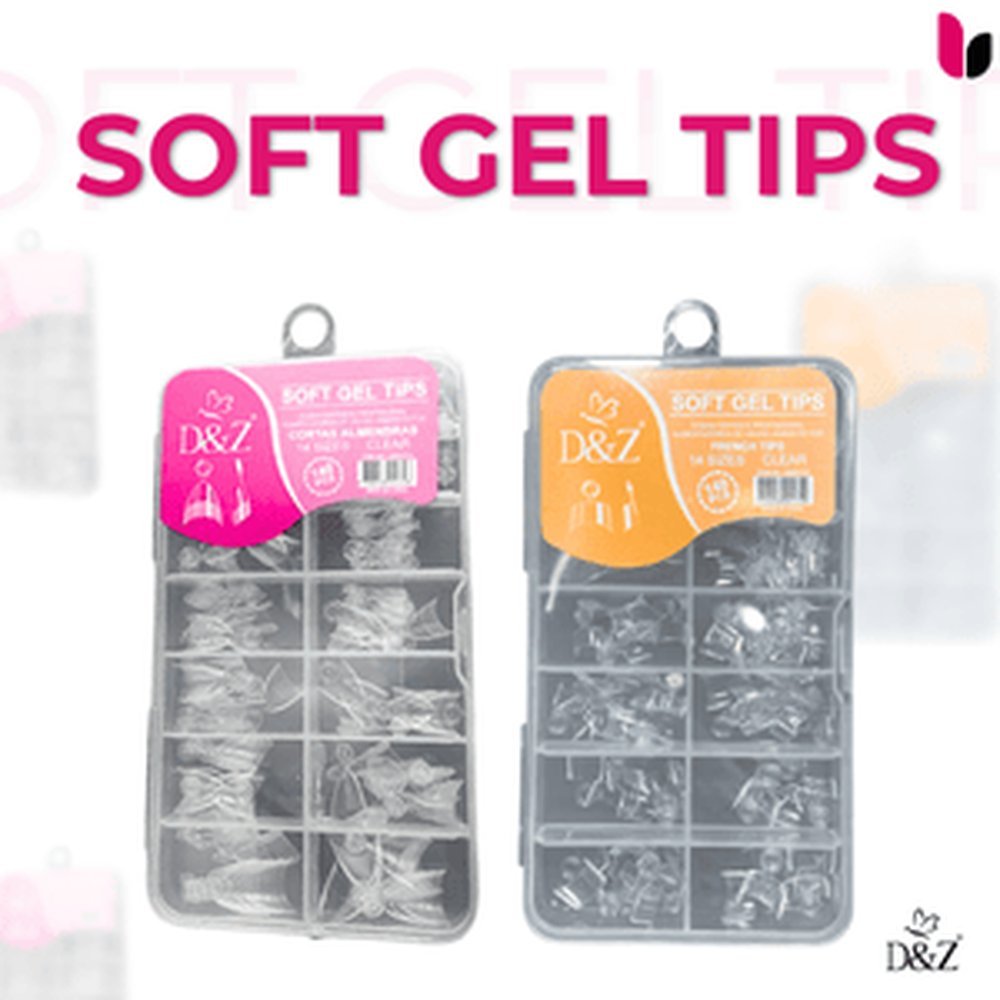 Ponteira de soft gel (tips) - Almond &amp; Quadrada - D&amp;Z