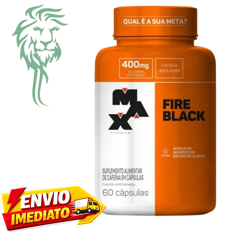 Termogenico Cafeina Fire Black - 60 Cápsulas - Max Titanium