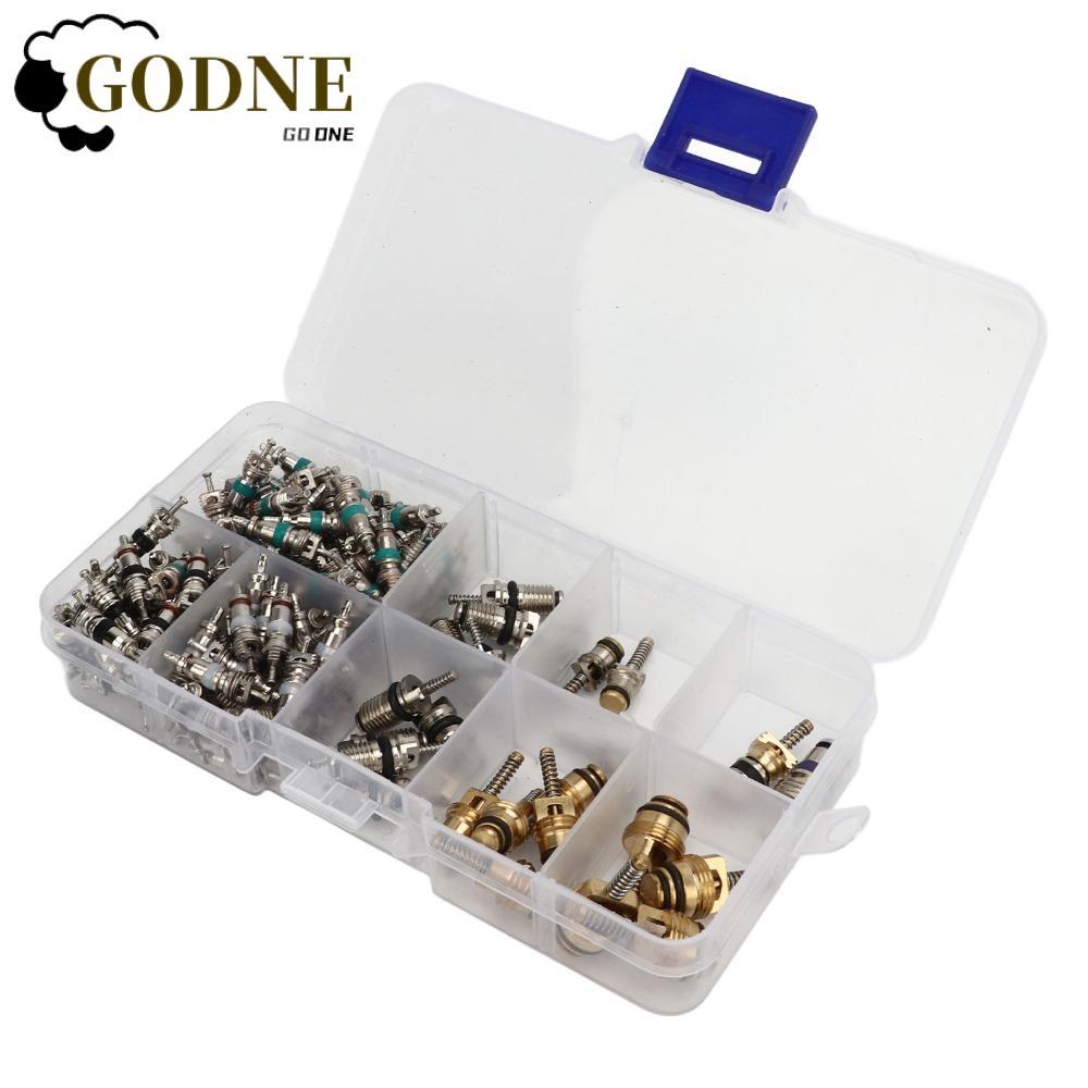 GODNESSFO 134PCS Núcleo De Válvula De Ar Condicionado , Kit R134a À Prova De Vazamento Ca Para Carro