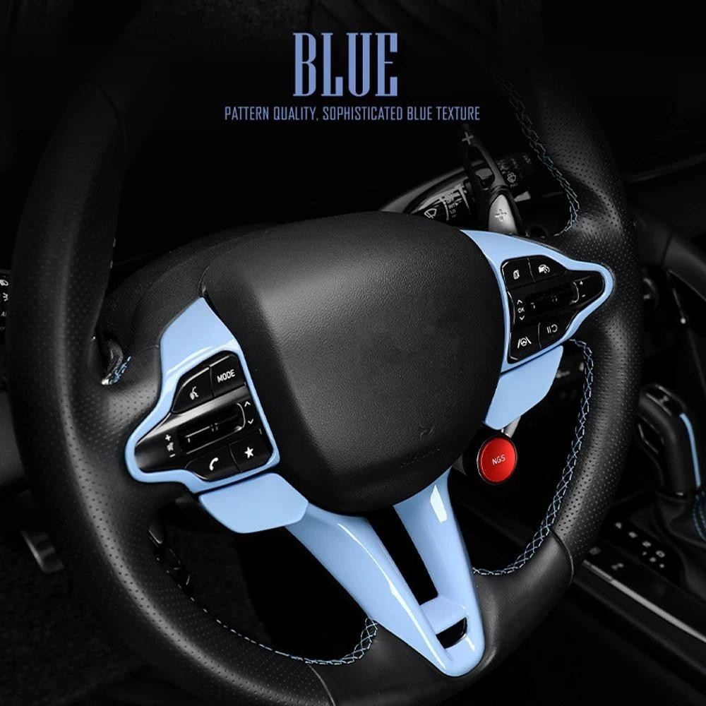 Azul 3 Pçs Botão Do Volante Capa Inferior Queixo Guarnição Quadro Para Hyundai Kona N Elantra i20 Estilo Interior Acessó