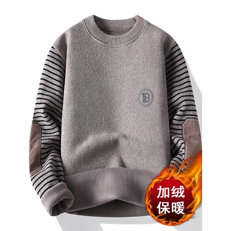 Camisola masculina de uma peça de lã inverno forro de lã engrossado topo térmico estudantes adolescentes malhas térmicas