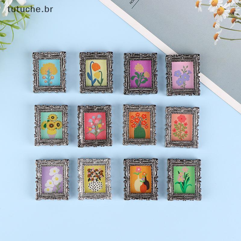 TU 2 Pçs Mini Casa De Bonecas Em Miniatura 1 : 12 Quadro Antigo Manny Pintura A Óleo Diy Boneca Decoração Acessórios BR