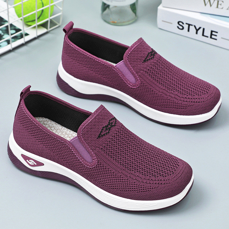 Sapatos femininos Plus Size sapatos femininos únicos respirável sapatos casuais de um Pedal de meia-idade idosos