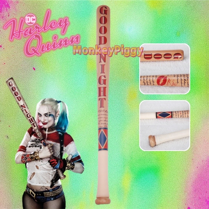 Alta Qualidade Harley Quinn Cosplay Morcego Real Madeira Maciça Esquadrão Suicida Halloween Prop Réplica Para Vestir Fot