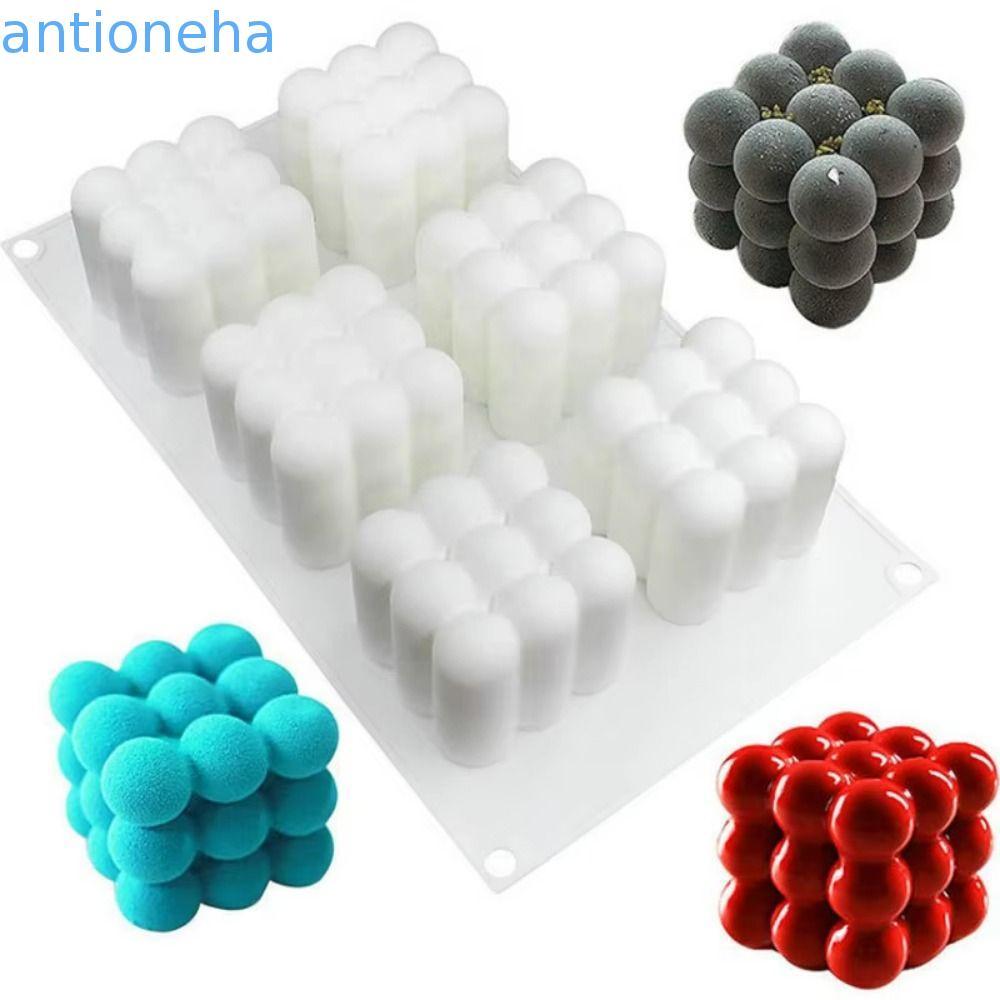 Molde De Vela De Silicone ANTIONEHA , Forma De Cubo 3D Grande Bola De Bolha 3D , Antiaderente