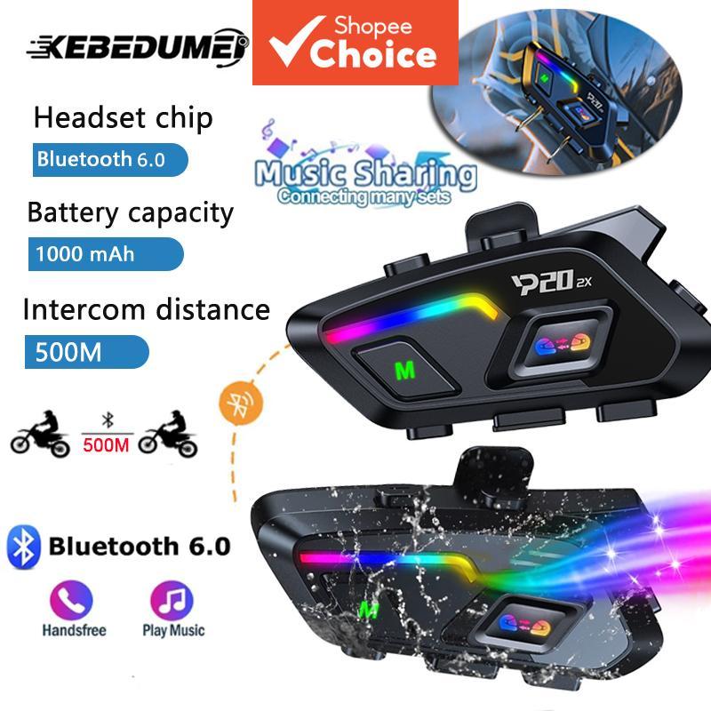 Fones de Ouvido Y20 - 2 Unidades, Intercomunicador para Capacete de Moto, Sem Fio, Alcance 500m, Música Compartilhada,