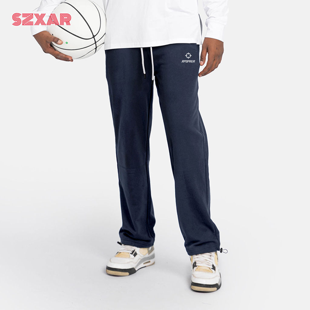 R RPOPRER Calça Casual de perna larga e reta, basquete, Fitness, corrida, calça de moletom esportiva de malha