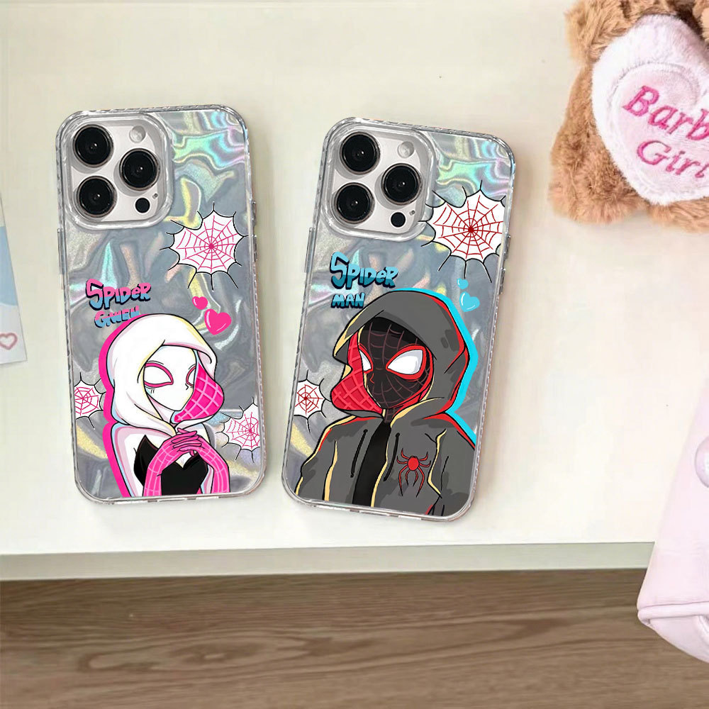 Capa Para Samsung S24 Plus S23 FE S23 Ultra S21 S22 S20 A56 A55 A54 A16 A15 A35 Rosa Azul Aranha Casal Ondulação Caso De