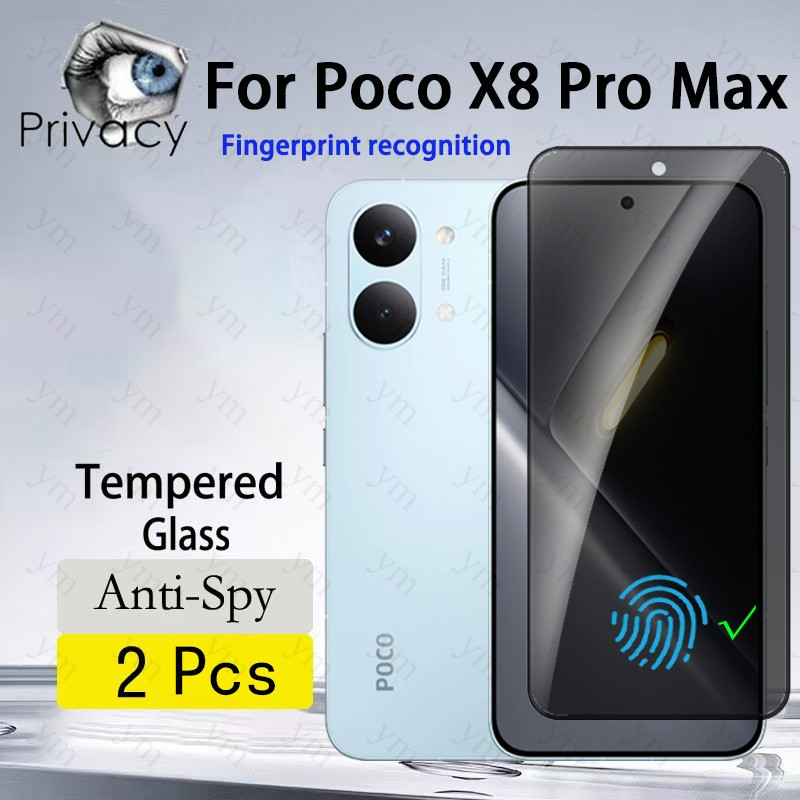 2 Pçs Poco X8 Pro Max Vidro Temperado Anti-Espionagem Protetor De Tela Para F8 F7 Ultra Filme De Proteção De Reconhecime