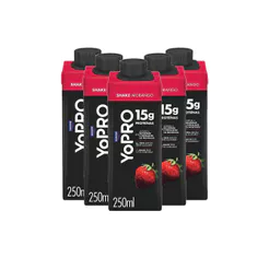Kit 5 YoPRO Bebida Láctea UHT Morango 15g de proteínas 250ml