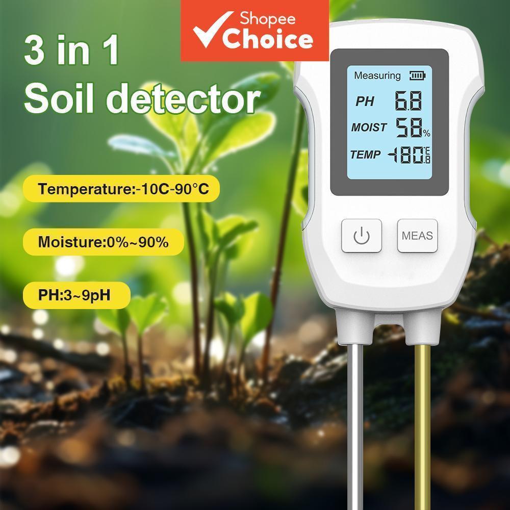 Novo 3-Em-1 Digital LCD Medidor De Solo Backlight Display Para Temperatura Umidade Teste PH Jardim Planta Monitor 1 Pc