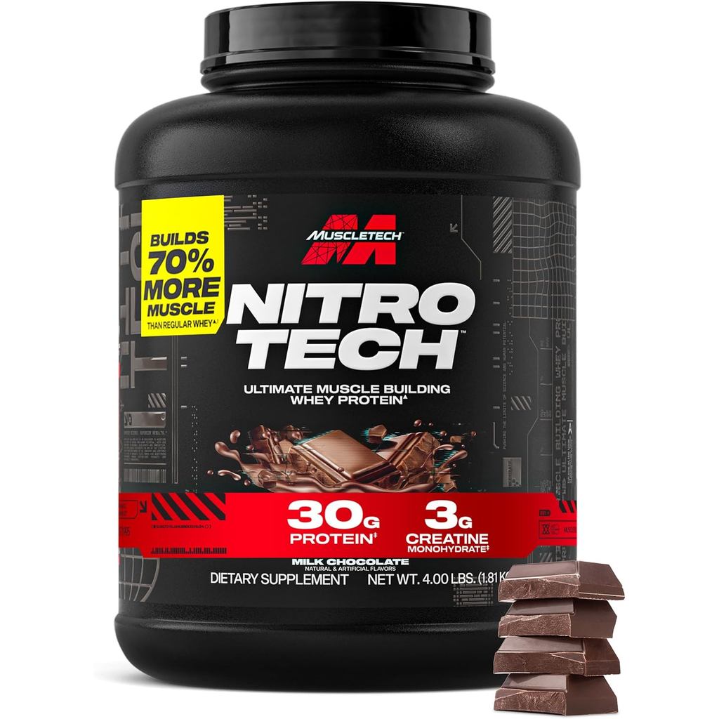 Pó de Proteína Whey Muscletech (4 Libras) - Fórmula Nitro-Tech Ultimate para Construção Muscular com Isolado de Proteína