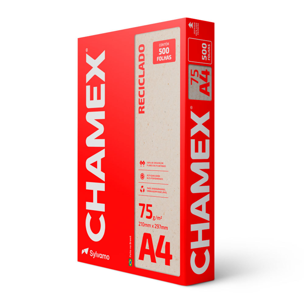 Papel sulfite reciclado A4 75g 210x297 com 500 fls Eco Chamex
