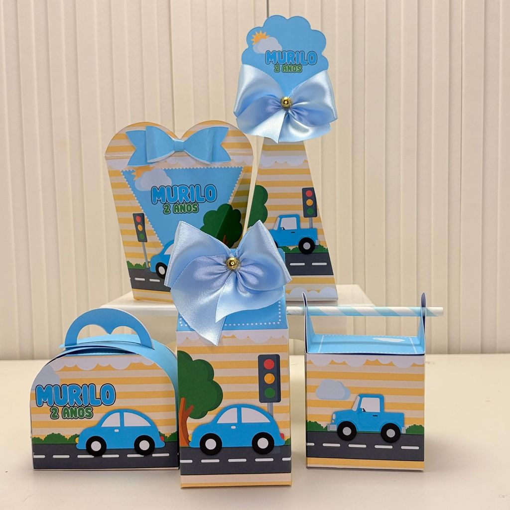 Kit Festa Carrinhos Infantil Carros Lembrancinhas Personalizada Caixinhas mesversario chá de bebê