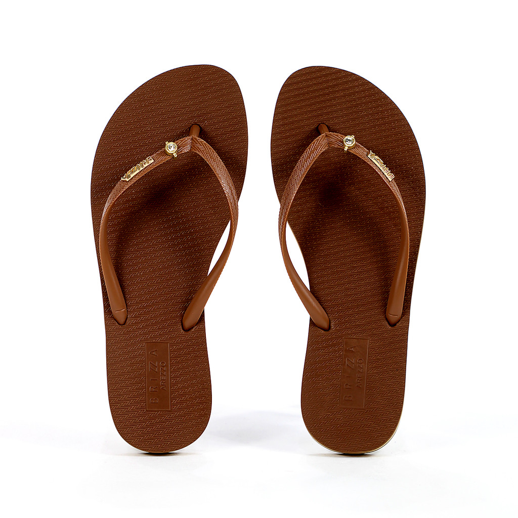 Chinelo Brizza Arezzo Ponto de Luz Marrom - Feminino