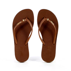 Chinelo Brizza Arezzo Ponto de Luz Marrom - Feminino