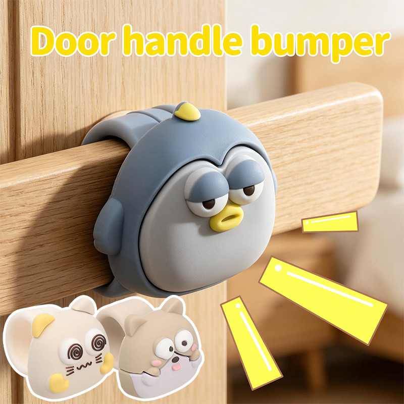 Capa Protetora Para Maçaneta De Porta De 4-1 Unidade-Rolha Silicone-Proteção De Parede-De-Pinguim , Gato , Formato De Ca