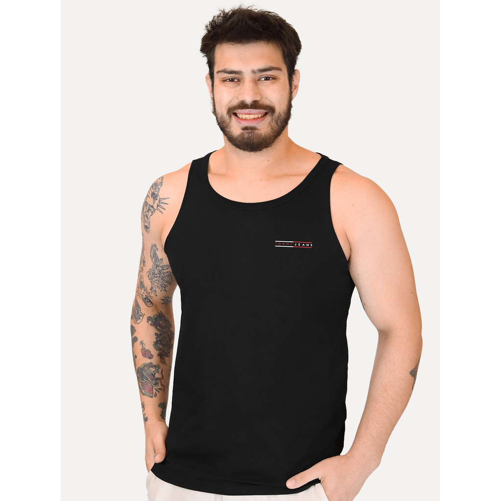 Regata Tommy Jeans Masculina Slim Entry Graphiv Tank Ext Preta