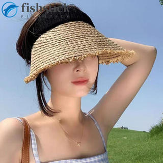 Boné Com Viseira De Palha FISHSTICKA , Protetor Solar Oco Vazio , De Sol De Verão Estilo Francês
