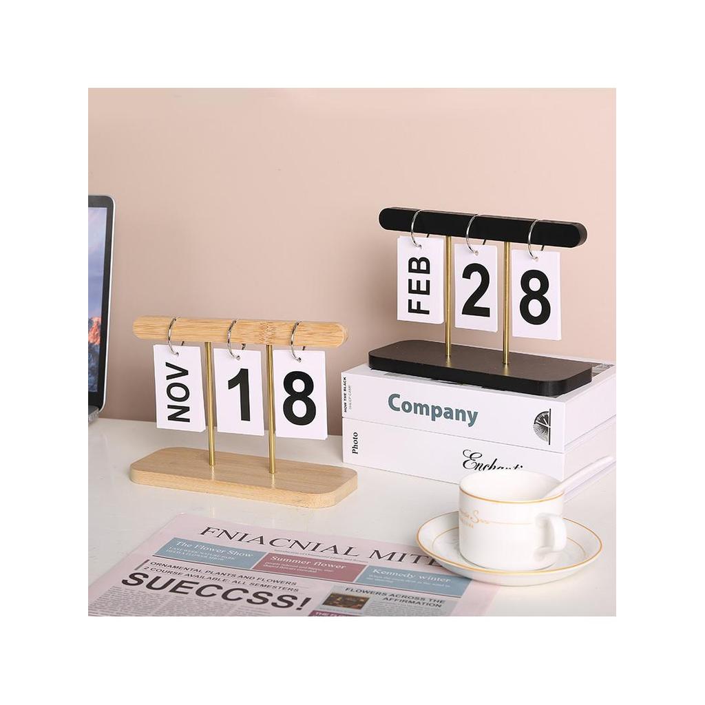 Calendário de madeira simples Flip página listagem estilo calendário perpétuo quarto mesa decoração presente do feriado 