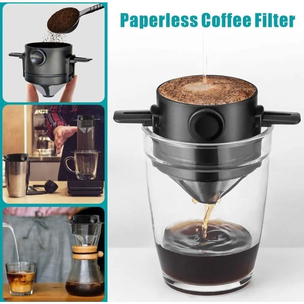 Filtro de Café Portátil, Mini Filtro de Café em Aço Inoxidável, Cafeteira de Gotejamento Reutilizável para Cozinha