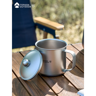 Copo de água de titânio puro, camada única, acampamento, antiquado, com alça, caneca, café, portátil, ao ar livre, com t