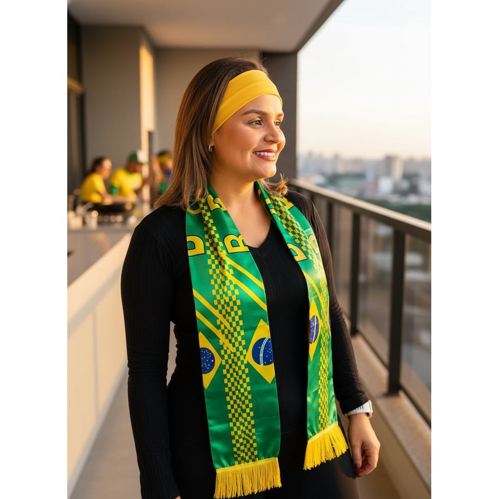 Kit Copa do Mundo Brasil Cachecol Faixa Torcida